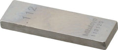 Mitutoyo - 0.112" Rectangular Steel Gage Block - Accuracy Grade 0, Includes Certificate of Inspection - Exact Tooling
