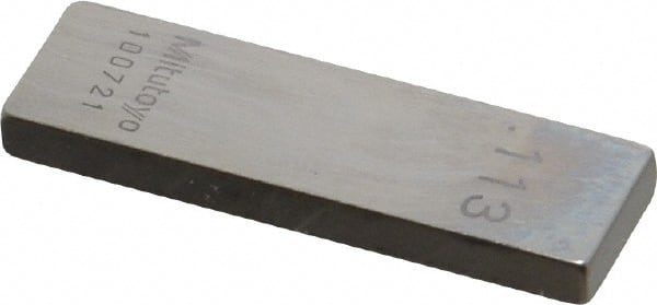 Mitutoyo - 0.113" Rectangular Steel Gage Block - Accuracy Grade 0, Includes Certificate of Inspection - Exact Tooling