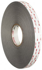 3M - 1/2" x 36 Yd Acrylic Adhesive Double Sided Tape - 45 mil Thick, Gray, Acrylic Foam Liner, Continuous Roll, Series 4941 - Exact Tooling