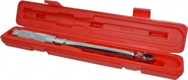 Proto - 3/8" Drive Micrometer Type Ratchet Head Torque Wrench - 16 N/m to 80 N/m Torque, 15-1/2" OAL, Ratchet Head - Exact Tooling