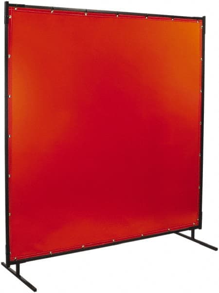 Steiner - 5 Ft. Wide x 4 Ft. High x 3/4 Inch Thick, 14 mil Thick Transparent Vinyl Portable Welding Screen Kit - Orange - Exact Tooling