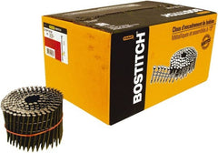 Stanley Bostitch - 11 Gauge 0.131" Shank Diam 3-1/4" Long Framing Nails for Power Nailers - Steel, Yellow Zinc Finish, Smooth Shank, Coil Wire Collation, Round Head, Diamond Point - Exact Tooling