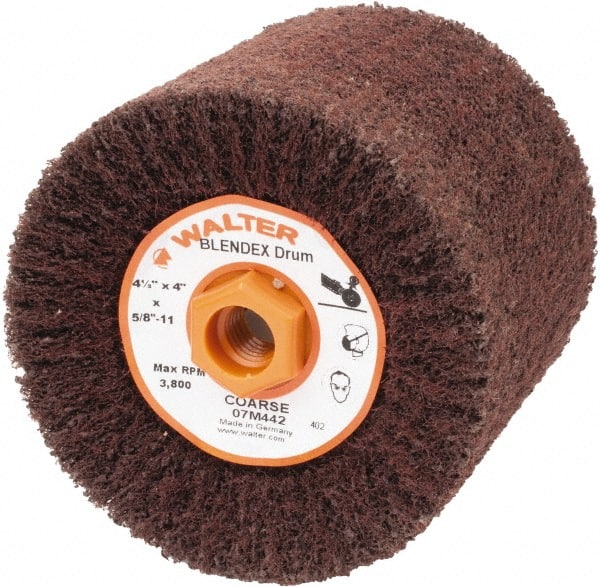 WALTER Surface Technologies - 4-1/2" Diam Aluminum Oxide Unmounted Flap Wheel - 5/8" Hole, 5/8-11 Thread, 4" Wide, Nonwoven, Coarse Grade, 3,800 Max RPM - Exact Tooling