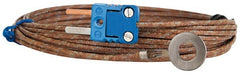 Thermo Electric - 0 to 750°F, T Surface, Thermocouple Probe - 25 Ft. Cable Length, Mini Connector, 15 Sec Response Time - Exact Tooling