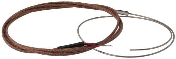 Thermo Electric - 0 to 750°F, T Flexible, Thermocouple Probe - 3 Ft. Cable Length, Stripped Ends, 12 Inch Probe Sheath Length, 3 Sec Response Time - Exact Tooling