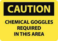 NMC - "Caution - Chemical Goggles Required in This Area", 10" Long x 14" Wide, Rigid Plastic Safety Sign - Rectangle, 0.05" Thick, Use for Accident Prevention - Exact Tooling