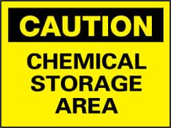 NMC - "Caution - Chemical Storage Area", 7" Long x 10" Wide, Rigid Plastic Safety Sign - Rectangle, 0.05" Thick, Use for Hazardous Materials - Exact Tooling