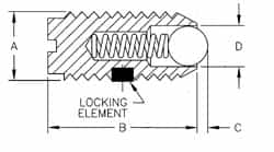 TE-CO - 10-32, 0.093" Ball Diam, 33/64" Body Length, 0.025" Max Ball Reach, Threaded Ball Plunger - Exact Tooling