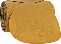3M - 6" Diam, 240 Grit Aluminum Oxide Adhesive PSA Disc - Very Fine Grade, Gold, A Weighted Backing, Flexible, Use with Random Orbital Sanders - Exact Tooling