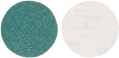 3M - 5" Diam, 36 Grit Aluminum Oxide Adhesive PSA Disc - Very Coarse Grade, Green, E Weighted Backing, Flexible, Use with Random Orbital Sanders - Exact Tooling