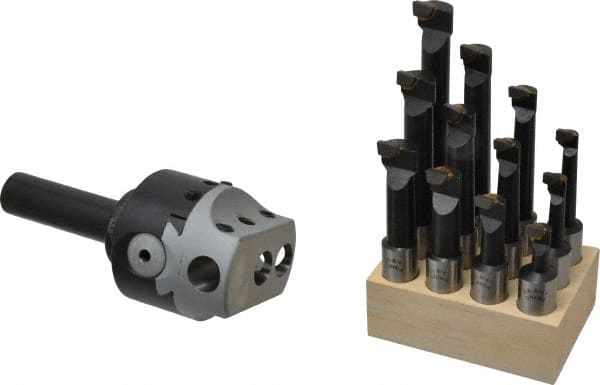Value Collection - 3 Inch Body, 3/4 Inch Boring Bar Hole Diameter, Manual Offset Boring Head - Straight Shank - Exact Tooling