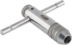 Interstate - 5/32 to 1/4" Tap Capacity, T Handle Tap Wrench - 3-3/8" Overall Length, Ratcheting - Exact Tooling