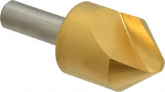 Melin Tool - 1-1/4" Head Diam, 1/2" Shank Diam, 1 Flute 82° Cobalt Countersink - TiN Finish, 3" OAL, Single End, Straight Shank, Right Hand Cut - Exact Tooling