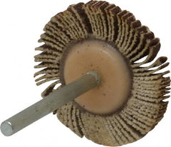 Merit Abrasives - 1-3/16" Diam x 1/8" Face Width, Fine Aluminum Oxide Coated Mounted Flap Wheel - 1/8" Shank Mount, 120 Grit, Cloth Backing, 30,000 Max RPM - Exact Tooling