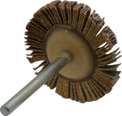 Merit Abrasives - 1-3/16" Diam x 1/8" Face Width, Very Fine Aluminum Oxide Coated Mounted Flap Wheel - 1/8" Shank Mount, 180 Grit, Cloth Backing, 30,000 Max RPM - Exact Tooling