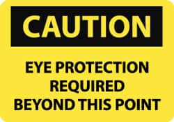 NMC - "Caution - Eye Protection Required Beyond This Point", 10" Long x 14" Wide, Rigid Plastic Safety Sign - Rectangle, 0.05" Thick, Use for Accident Prevention - Exact Tooling