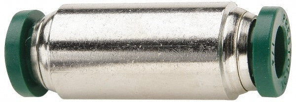 Parker - 1/4 x 5/32" Outside Diam, Nickel Plated Brass Push-to-Connect Tube Union - 300 Max psi, Tube to Tube Connection, Buna-N O-Ring - Exact Tooling