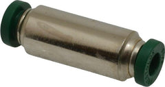 Parker - 3/16" Outside Diam, Nickel Plated Brass Push-to-Connect Tube Union - 300 Max psi, Tube to Tube Connection, Buna-N O-Ring - Exact Tooling