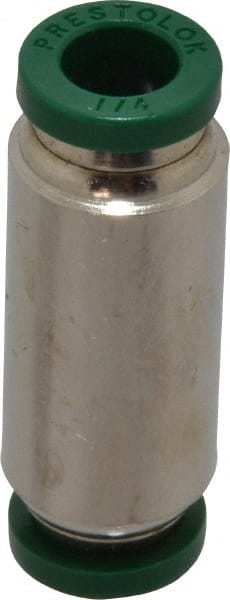 Parker - 1/4" Outside Diam, Nickel Plated Brass Push-to-Connect Tube Union - 300 Max psi, Tube to Tube Connection, Buna-N O-Ring - Exact Tooling