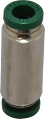 Parker - 1/4" Outside Diam, Nickel Plated Brass Push-to-Connect Tube Union - 300 Max psi, Tube to Tube Connection, Buna-N O-Ring - Exact Tooling