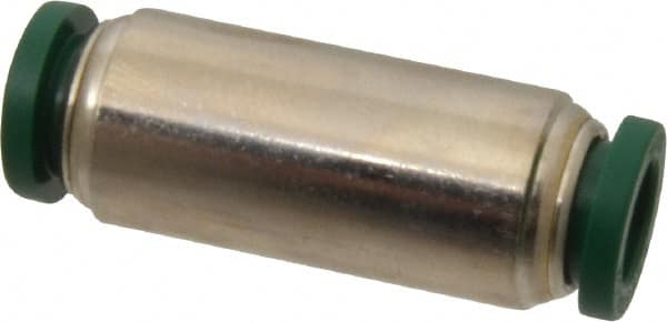 Parker - 5/16" Outside Diam, Nickel Plated Brass Push-to-Connect Tube Union - 300 Max psi, Tube to Tube Connection, Buna-N O-Ring - Exact Tooling