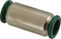Parker - 1/2" Outside Diam, Nickel Plated Brass Push-to-Connect Tube Union - 300 Max psi, Tube to Tube Connection, Buna-N O-Ring - Exact Tooling