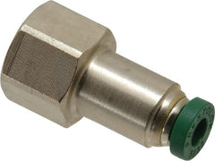 Parker - 5/32" Outside Diam, 1/8 NPTF, Nickel Plated Brass Push-to-Connect Tube Female Connector - 300 Max psi, Tube to Female NPT Connection, Buna-N O-Ring - Exact Tooling