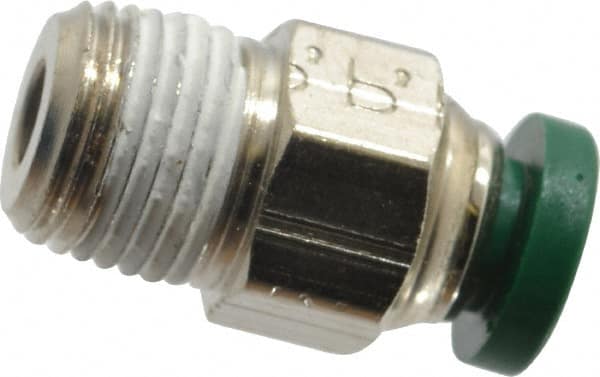 Parker - 3/16" Outside Diam, 1/8 NPTF, Nickel Plated Brass Push-to-Connect Tube Male Connector - 300 Max psi, Tube to Male NPT Connection, Buna-N O-Ring - Exact Tooling
