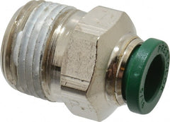 Parker - 5/16" Outside Diam, 3/8 NPTF, Nickel Plated Brass Push-to-Connect Tube Male Connector - 300 Max psi, Tube to Male NPT Connection, Buna-N O-Ring - Exact Tooling