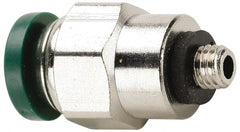 Parker - 1/4" Outside Diam, 10-32 UNF, Nickel Plated Brass Push-to-Connect Tube Male Connector - 300 Max psi, Tube to Male UNF Connection, Buna-N O-Ring - Exact Tooling