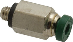 Parker - 1/8" Outside Diam, 10-32 UNF, Nickel Plated Brass Push-to-Connect Tube Male Connector - 300 Max psi, Tube to Male UNF Connection, Buna-N O-Ring - Exact Tooling