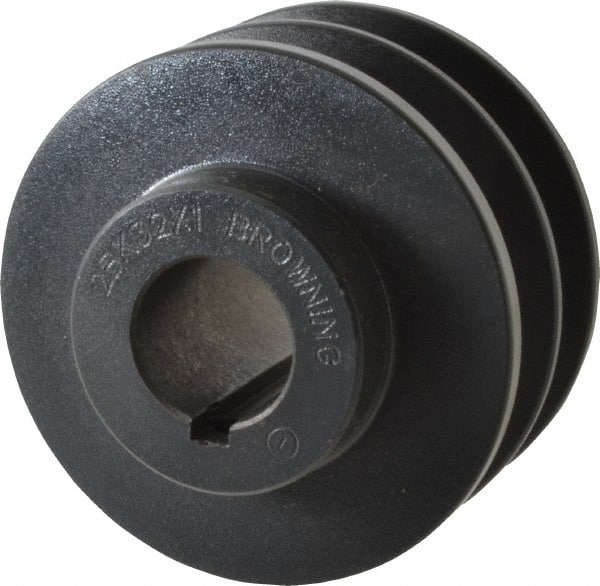 Browning - 1" Bore, 1-31/32 Long, 3.35" Outside Diam, Finished Bore Two Groove V Belt Sheave - 3 Belt Pitch B, 2.6" Pitch Diam of 4L Belt - Exact Tooling