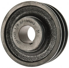 Browning - 1-1/8" Bore, 1-15/32 Long, 4-1/4" Outside Diam, Finished Bore Two Groove V Belt Sheave - 3.9 Belt Pitch B, 3-1/2" Pitch Diam of 4L Belt - Exact Tooling