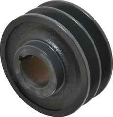 Browning - 1-3/8" Bore, 1-15/32 Long, 4-1/4" Outside Diam, Finished Bore Two Groove V Belt Sheave - 3.9 Belt Pitch B, 3-1/2" Pitch Diam of 4L Belt - Exact Tooling