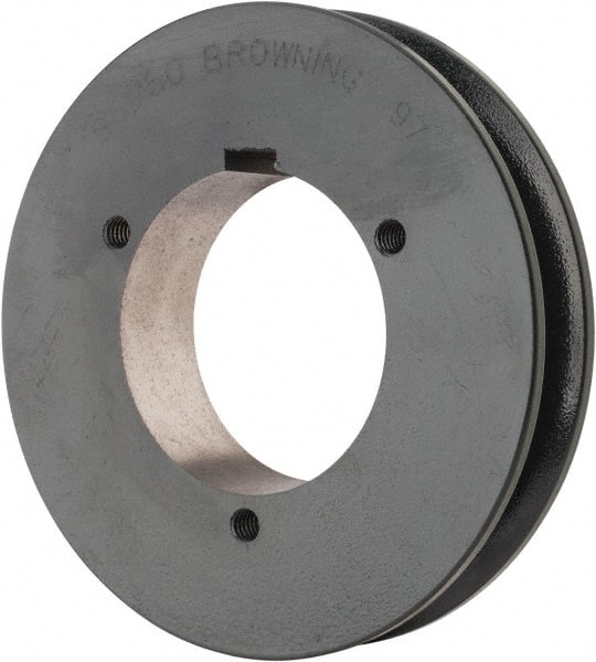 Browning - 1 Groove, 5/8 to 2-1/4 Bore Diam, 5.28" Outside Diam, QD Bushed V Belt Sheave - 5.1 5V Diam Belt Pitch - Exact Tooling