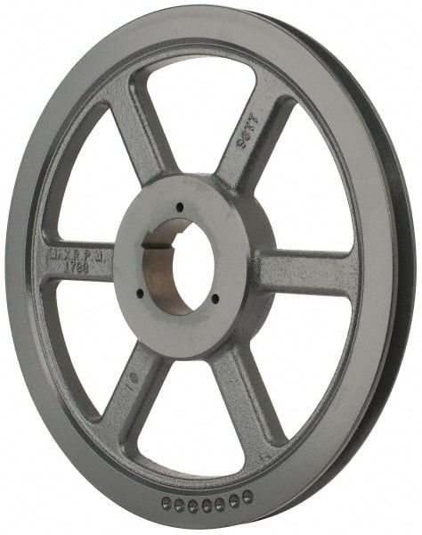 Browning - 1 Groove, 5/8 to 2-1/4 Bore Diam, 13.88" Outside Diam, QD Bushed V Belt Sheave - 13.7 5V Diam Belt Pitch - Exact Tooling