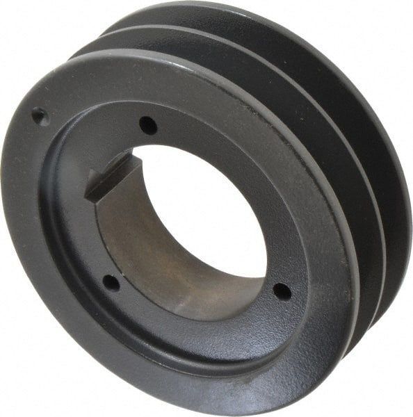 Browning - 2 Groove, 5/8 to 2-1/4 Bore Diam, 5.28" Outside Diam, QD Bushed V Belt Sheave - 5.1 5V Diam Belt Pitch - Exact Tooling