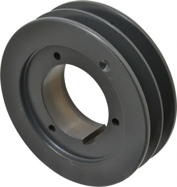 Browning - 2 Groove, 5/8 to 2-1/4 Bore Diam, 5.68" Outside Diam, QD Bushed V Belt Sheave - 5.5 5V Diam Belt Pitch - Exact Tooling