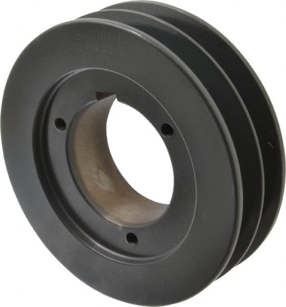 Browning - 2 Groove, 5/8 to 2-1/4 Bore Diam, 5.88" Outside Diam, QD Bushed V Belt Sheave - 5.7 5V Diam Belt Pitch - Exact Tooling