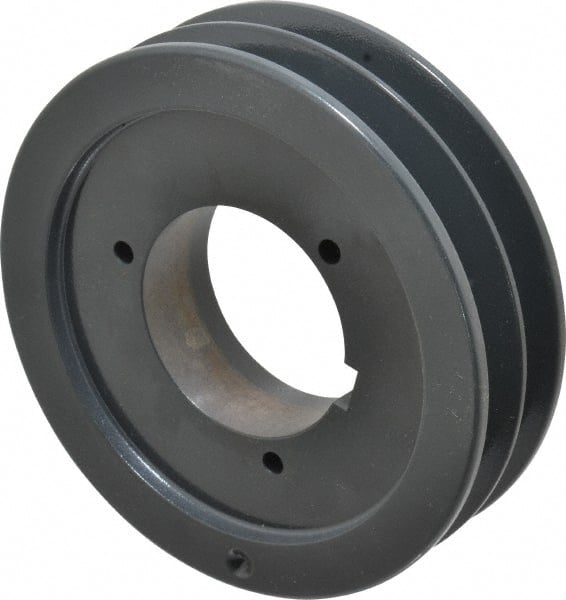 Browning - 2 Groove, 5/8 to 2-1/4 Bore Diam, 6.08" Outside Diam, QD Bushed V Belt Sheave - 5.9 5V Diam Belt Pitch - Exact Tooling