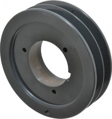 Browning - 2 Groove, 5/8 to 2-1/4 Bore Diam, 6.08" Outside Diam, QD Bushed V Belt Sheave - 5.9 5V Diam Belt Pitch - Exact Tooling