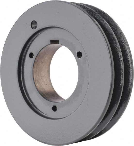 Browning - 2 Groove, 5/8 to 2-1/4 Bore Diam, 6.28" Outside Diam, QD Bushed V Belt Sheave - 6.1 5V Diam Belt Pitch - Exact Tooling