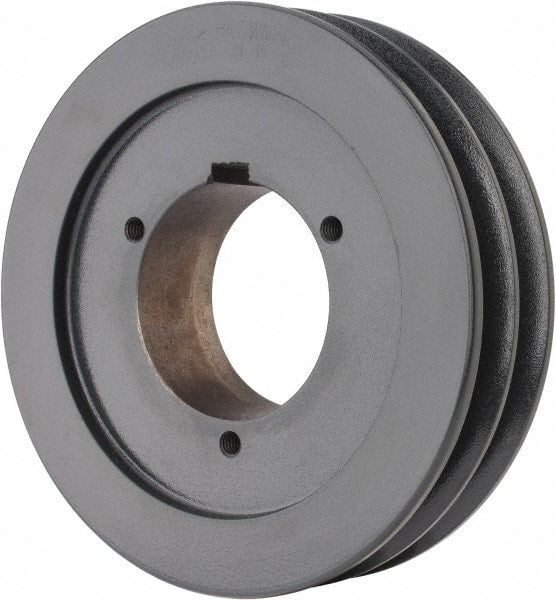 Browning - 2 Groove, 5/8 to 2-1/4 Bore Diam, 6.48" Outside Diam, QD Bushed V Belt Sheave - 6.3 5V Diam Belt Pitch - Exact Tooling