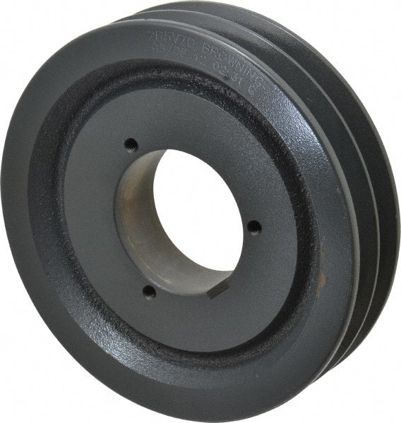 Browning - 2 Groove, 5/8 to 2-1/4 Bore Diam, 7.28" Outside Diam, QD Bushed V Belt Sheave - 7.1 5V Diam Belt Pitch - Exact Tooling