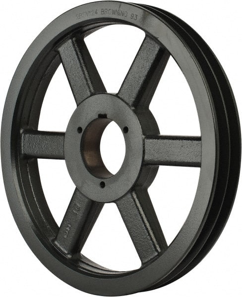 Browning - 2 Groove, 5/8 to 2-1/4 Bore Diam, 12.68" Outside Diam, QD Bushed V Belt Sheave - 12.5 5V Diam Belt Pitch - Exact Tooling