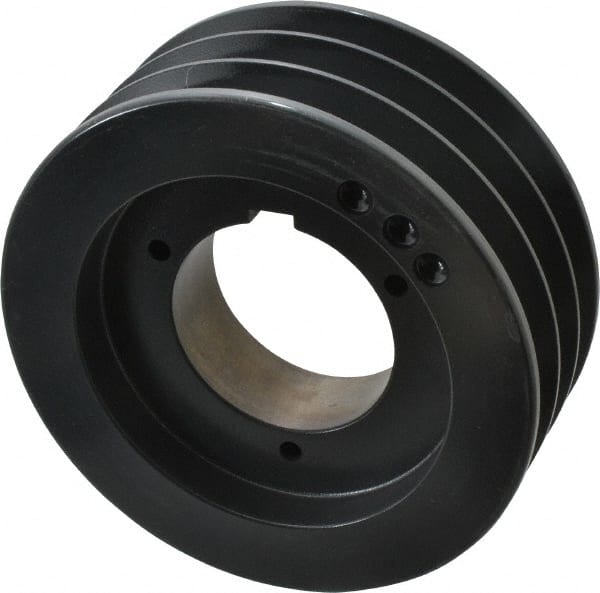 Browning - 3 Groove, 5/8 to 2-1/4 Bore Diam, 6.08" Outside Diam, QD Bushed V Belt Sheave - 5.9 5V Diam Belt Pitch - Exact Tooling