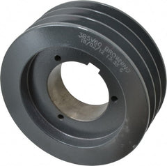 Browning - 3 Groove, 5/8 to 2-1/4 Bore Diam, 6.28" Outside Diam, QD Bushed V Belt Sheave - 6.1 5V Diam Belt Pitch - Exact Tooling