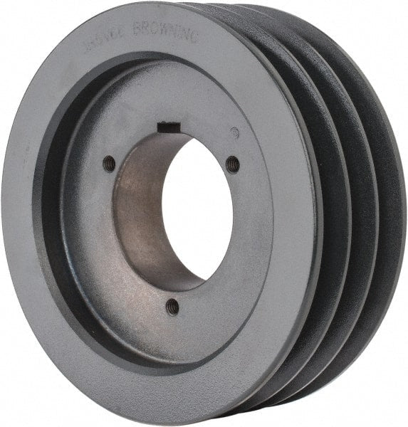 Browning - 3 Groove, 5/8 to 2-1/4 Bore Diam, 6.88" Outside Diam, QD Bushed V Belt Sheave - 6.7 5V Diam Belt Pitch - Exact Tooling