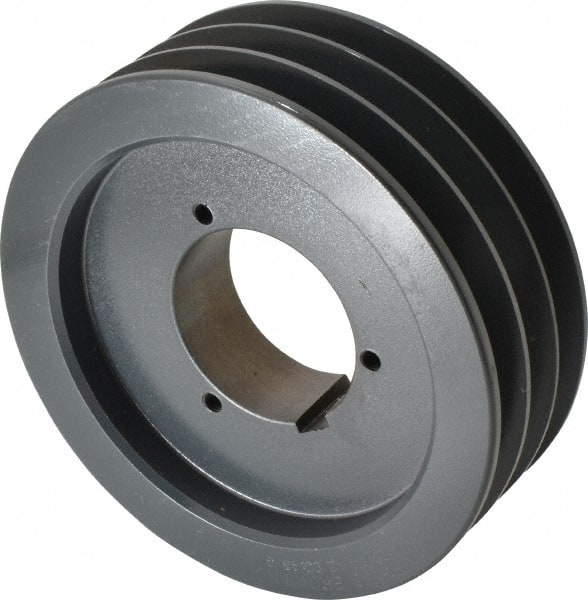 Browning - 3 Groove, 5/8 to 2-1/4 Bore Diam, 7.08" Outside Diam, QD Bushed V Belt Sheave - 6.9 5V Diam Belt Pitch - Exact Tooling