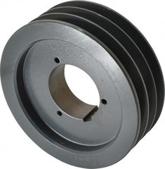 Browning - 3 Groove, 5/8 to 2-1/4 Bore Diam, 7.08" Outside Diam, QD Bushed V Belt Sheave - 6.9 5V Diam Belt Pitch - Exact Tooling